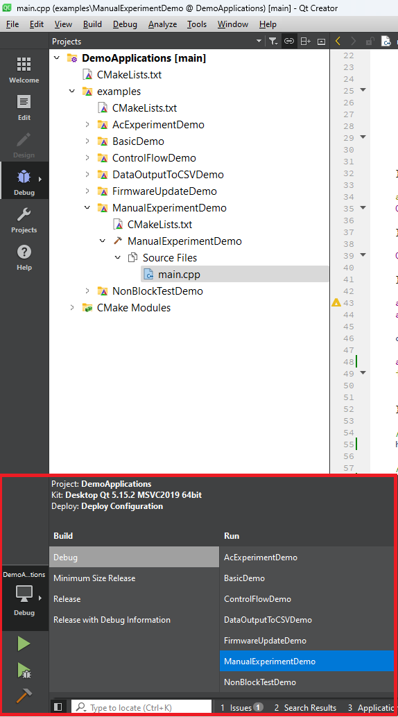 Qt selection of Debug and Release